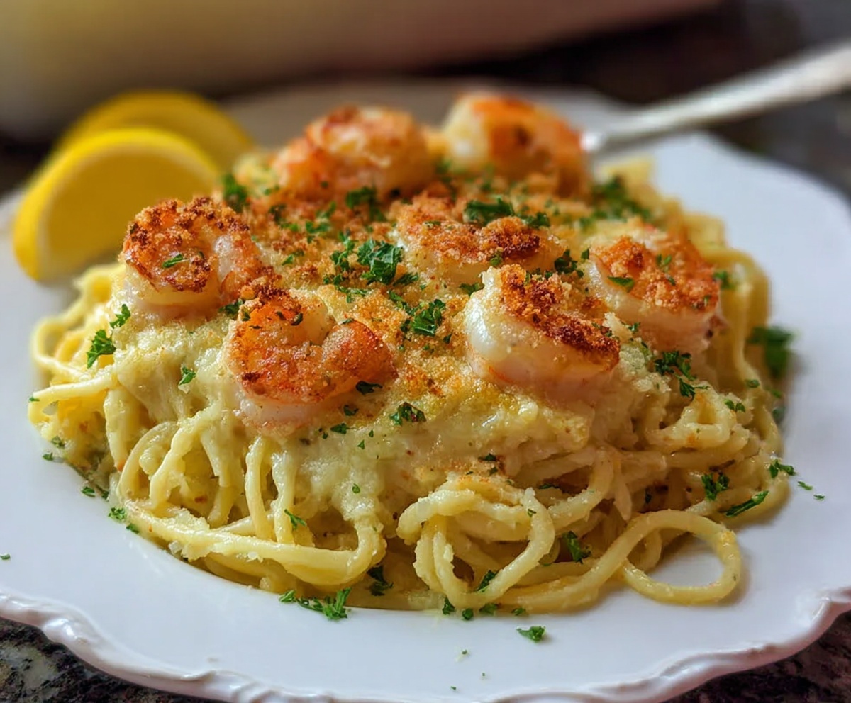 Shrimp Scampi Pasta Bake