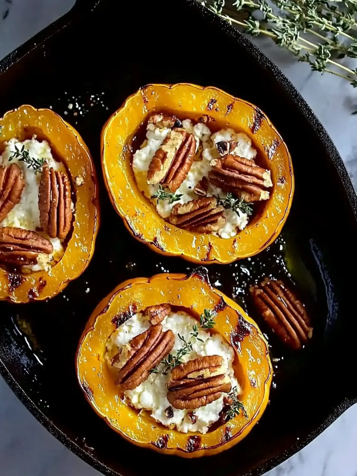 Easy Roasted Acorn Squash with Maple Pecan and Goat Cheese