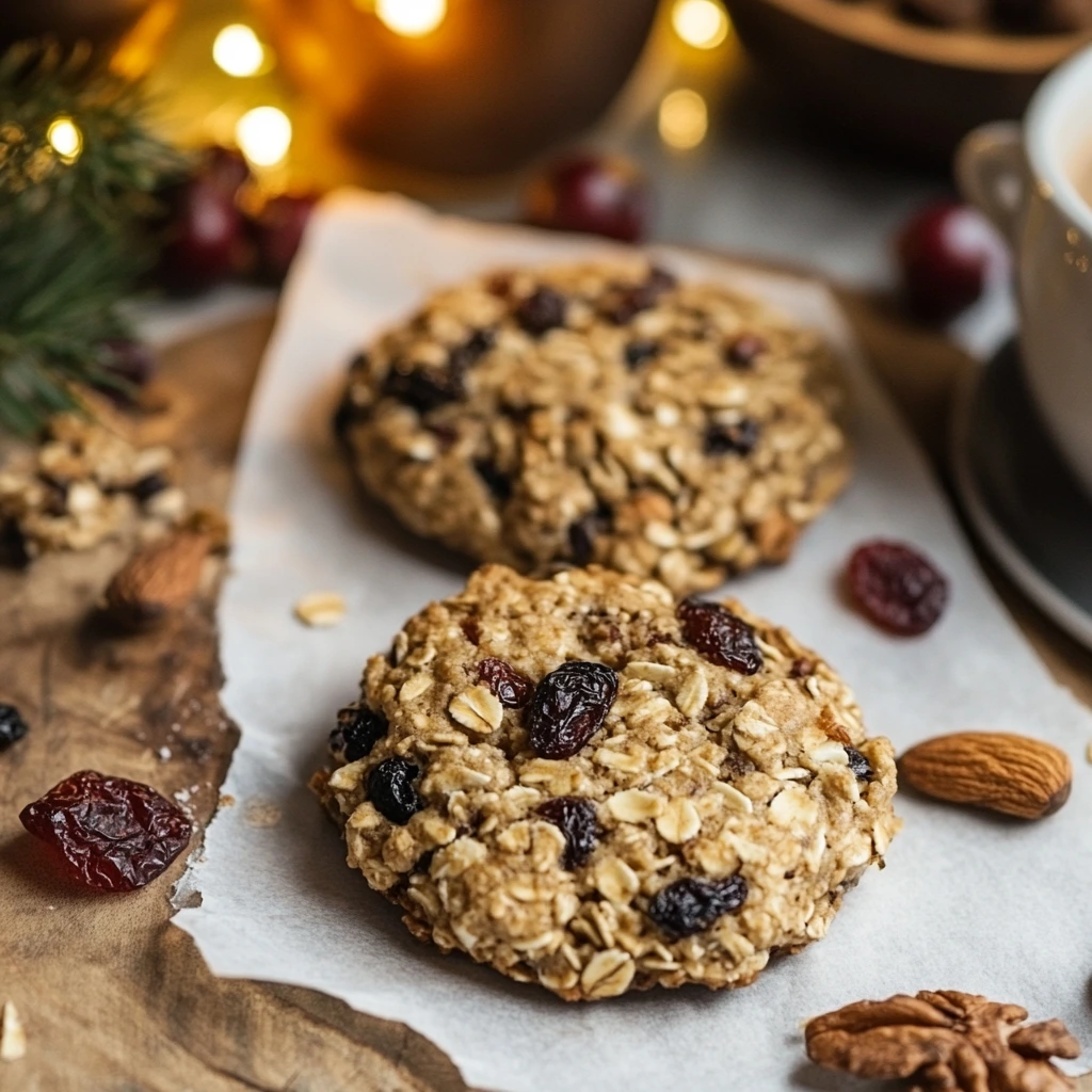 Oatmeal breakfast cookies with dried fruits and nuts.