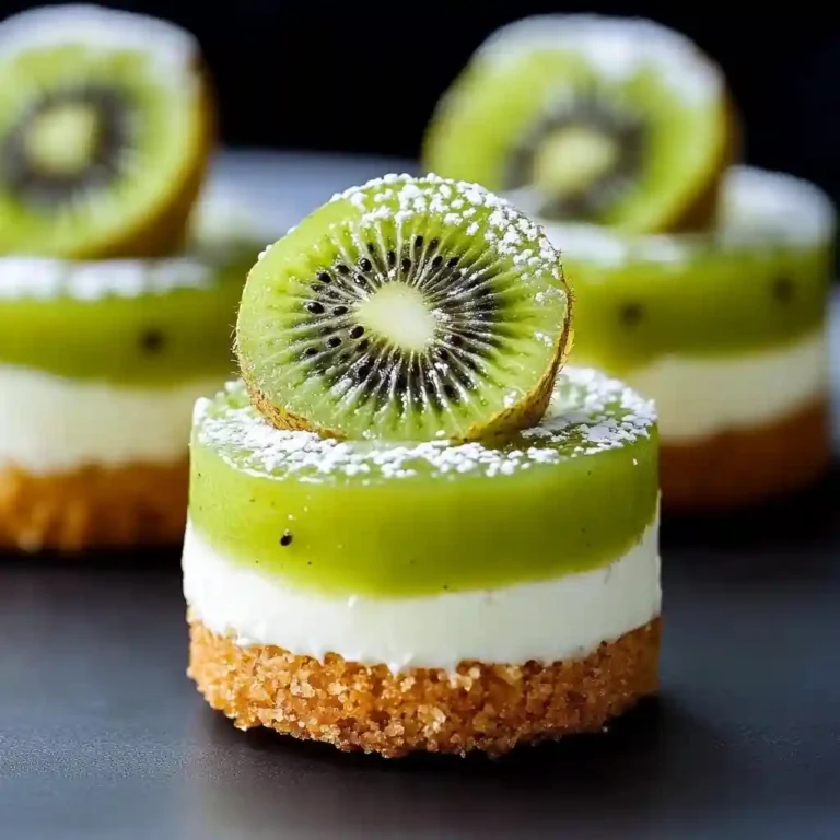 Kiwi lime mini cheesecakes with creamy swirl