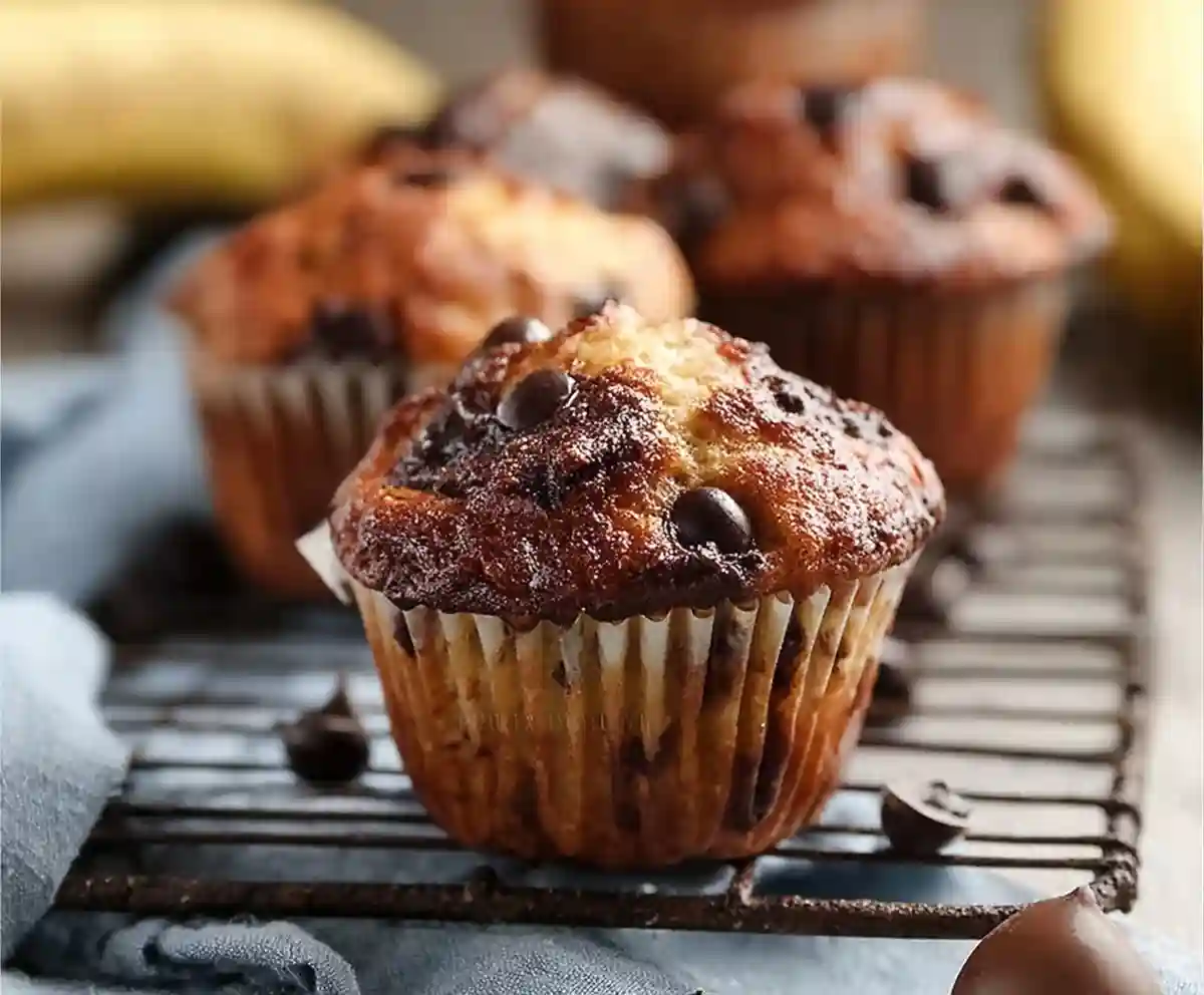 Banana Chocolate Chip Muffins with Cottage Cheese