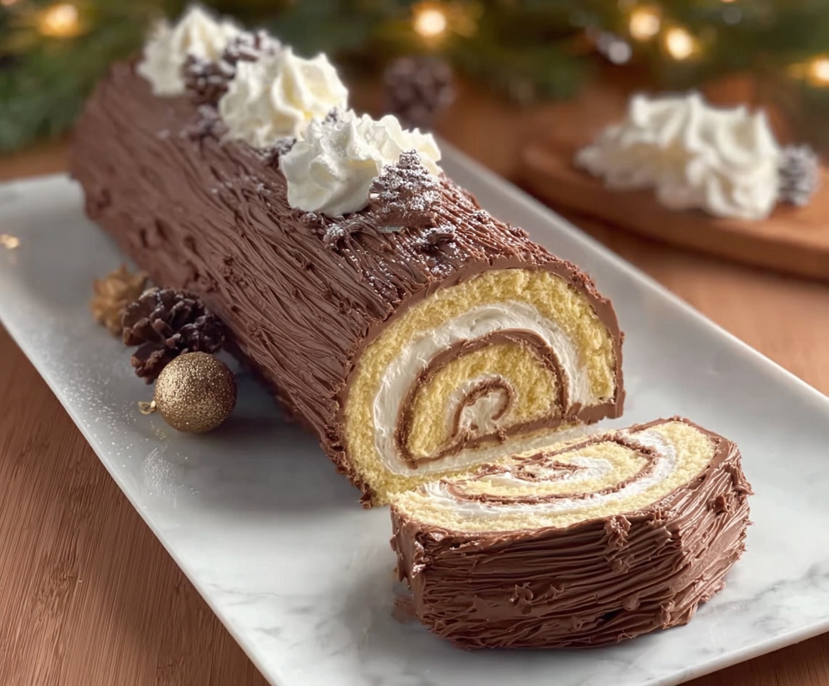 Easy Angel Food Yule Log