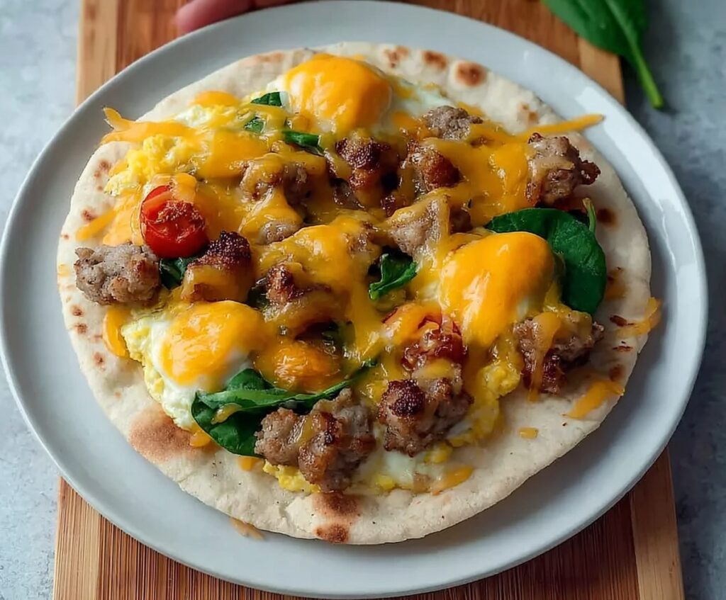 Crispy Breakfast Pita Pizza