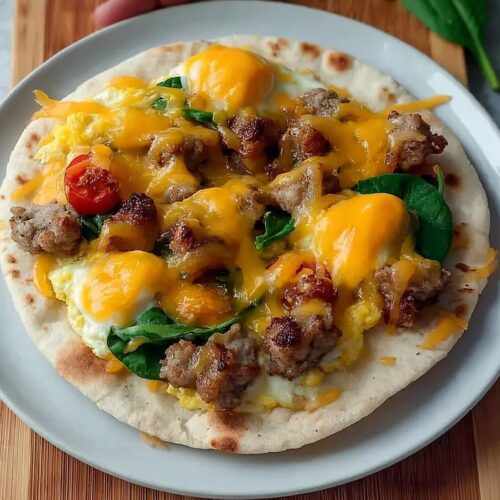 Crispy Breakfast Pita Pizza