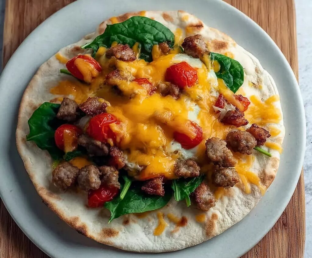 Crispy Breakfast Pita Pizza