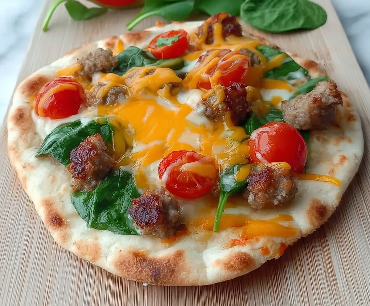 Crispy Breakfast Pita Pizza