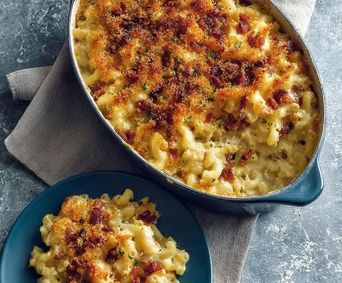 Cheesy Baked Mac and Cheese with Bacon