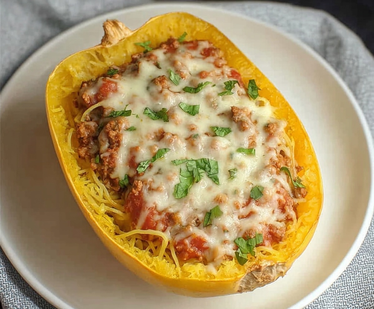 Baked Spaghetti Squash with Meat Sauce