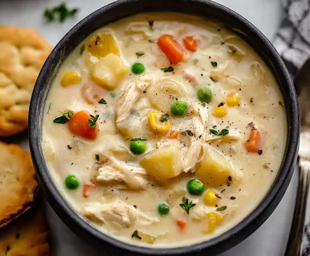 creamy chicken pot pie soup