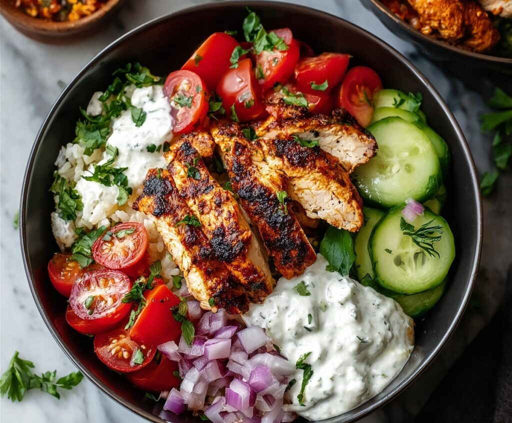 healthy chicken shawarma bowl