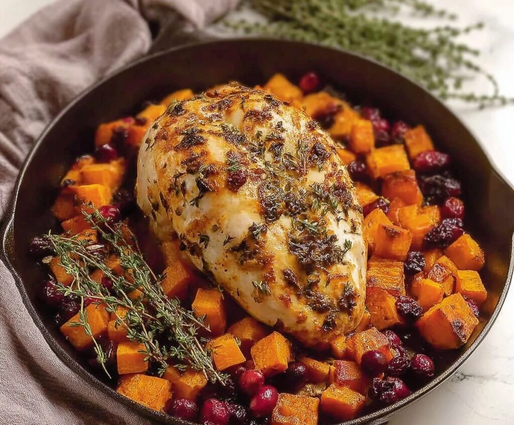 roasted turkey with sweet potatoes