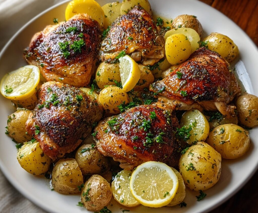 Chicken thighs and potatoes