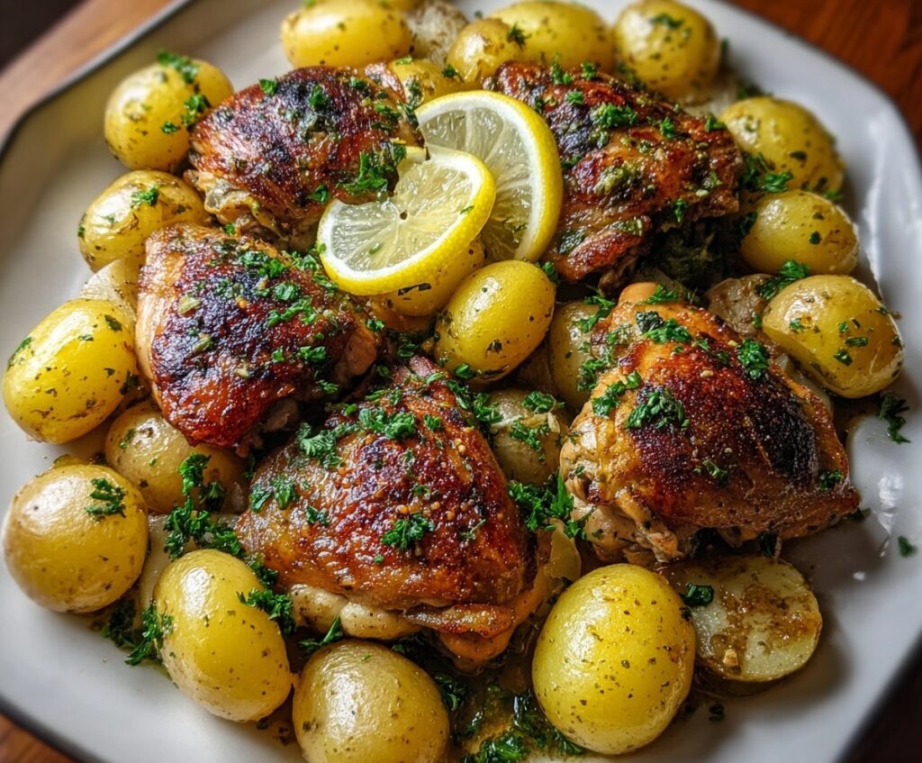 Chicken thighs and potatoes