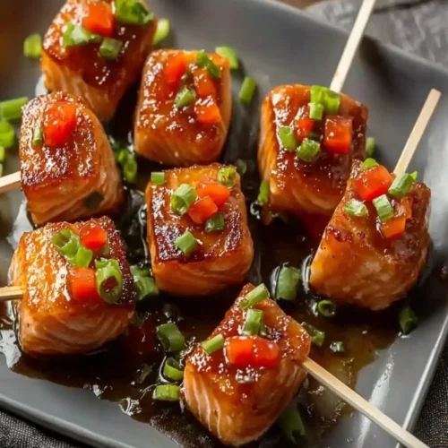 Juicy Bourbon Glazed Salmon Bites