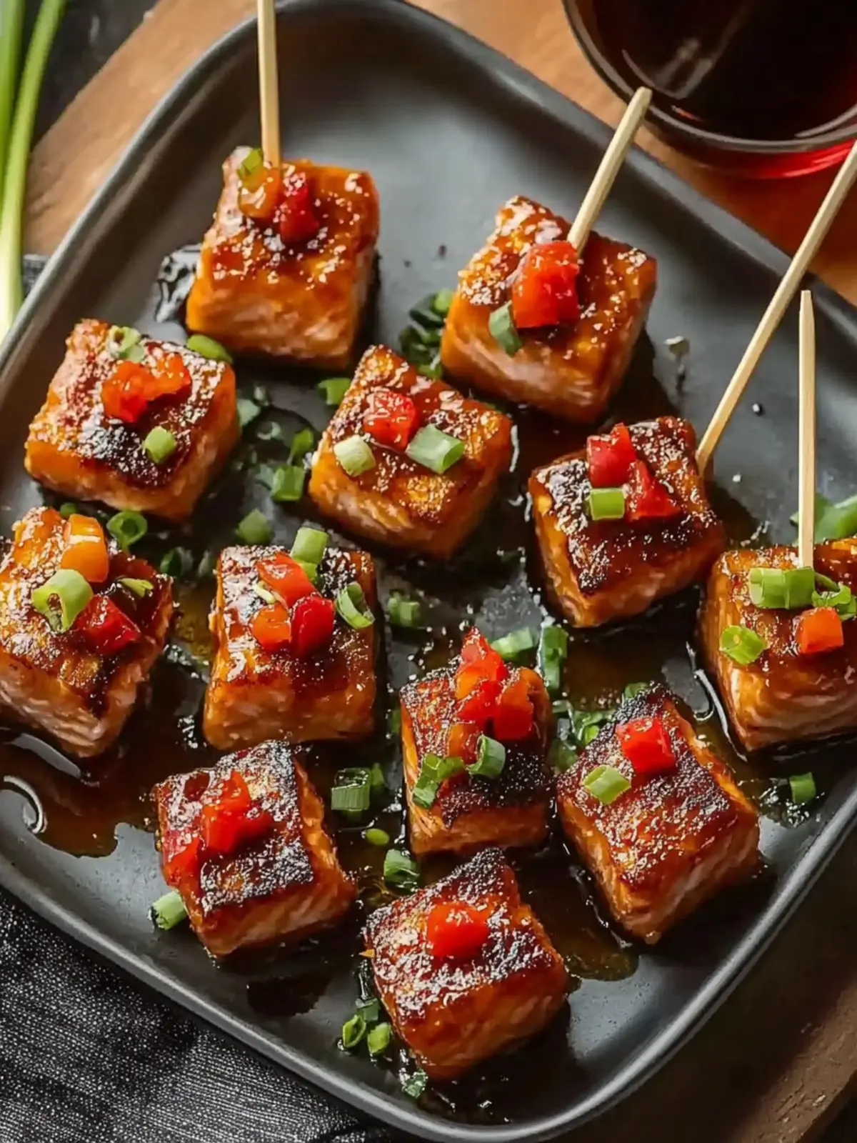 Juicy Bourbon Glazed Salmon Bites