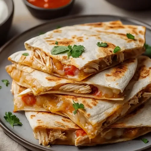 Mexican Crockpot Chicken Quesadillas