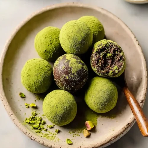 Pistachio Matcha Dark Chocolate Truffles