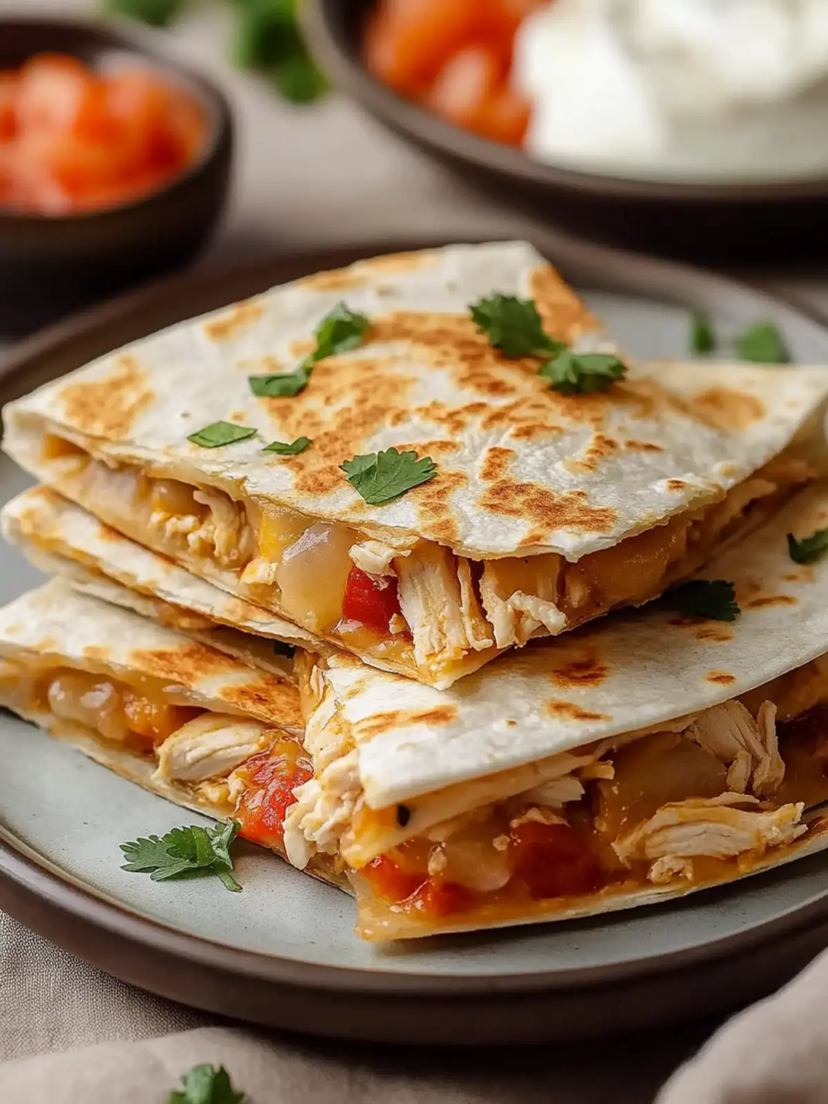 Mexican Crockpot Chicken Quesadillas
