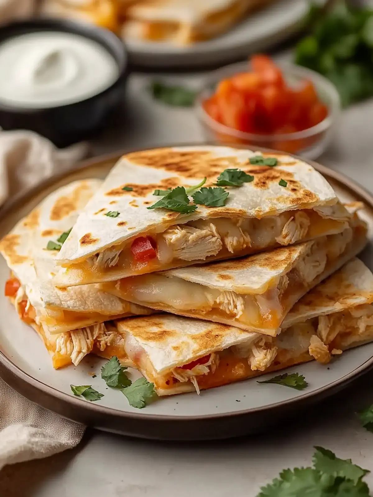 Mexican Crockpot Chicken Quesadillas