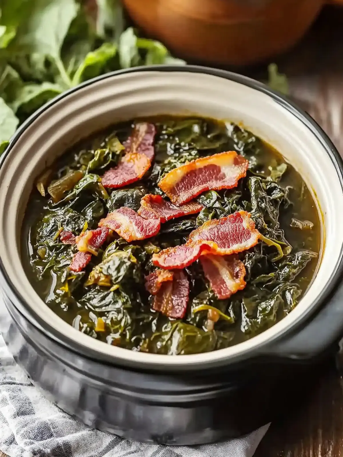 Crock Pot Collard Greens with Bacon