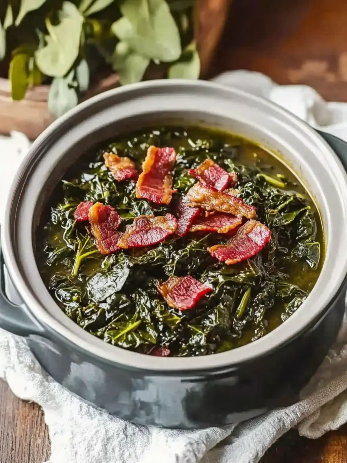 Crock Pot Collard Greens with Bacon