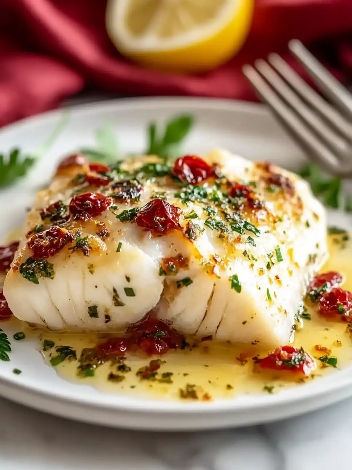 Tender Mediterranean Baked Halibut