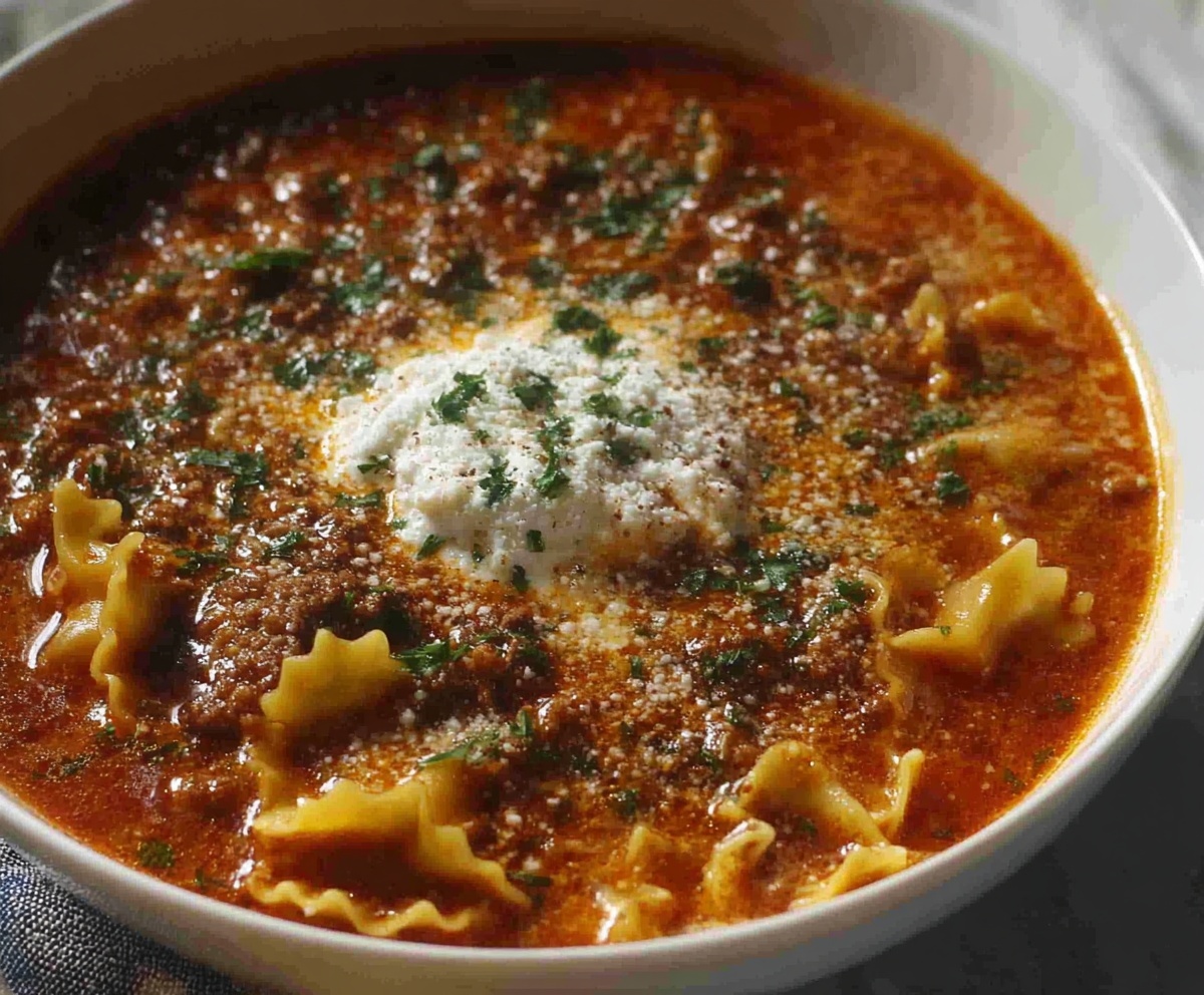 Mouthwatering One Pot Lasagna Soup