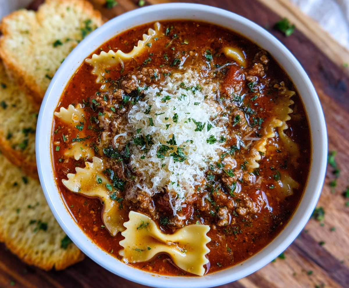 Mouthwatering One Pot Lasagna Soup
