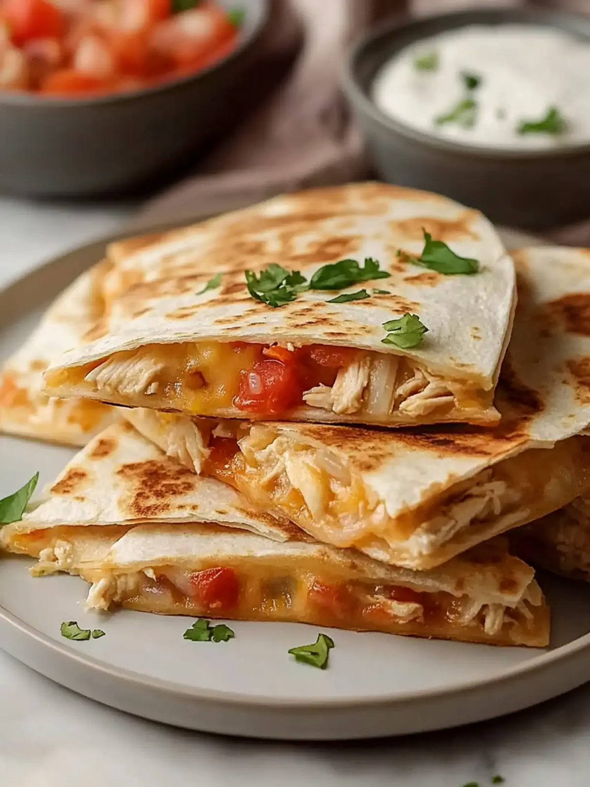 Mexican Crockpot Chicken Quesadillas