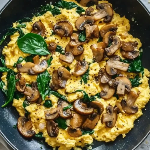 10-Minute Mushroom Spinach Scrambled Eggs
