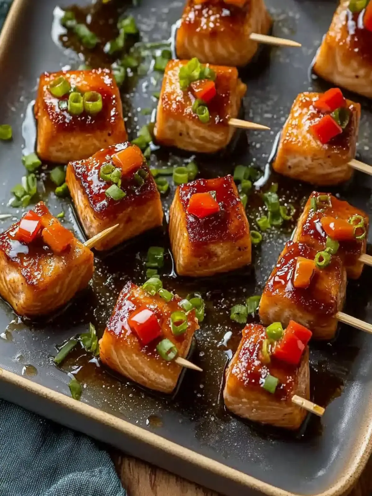 Juicy Bourbon Glazed Salmon Bites
