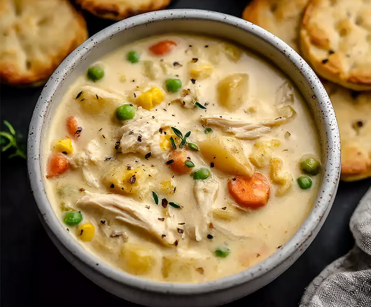 Easy Creamy Chicken Pot Pie Soup (Comfort in a Bowl)