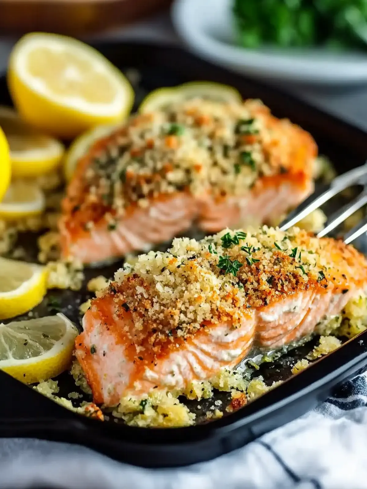 Baked Lemon Parmesan Herb Crusted Salmon