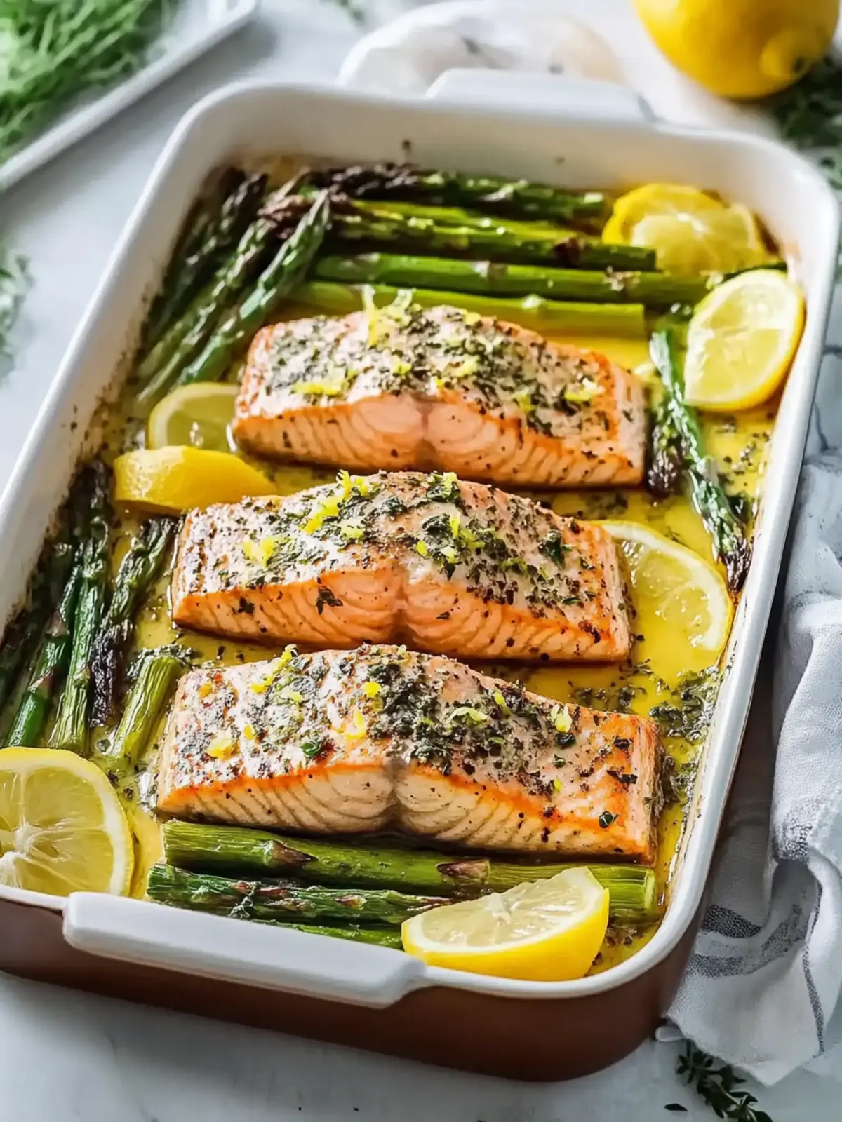 Baked Lemon Herb Salmon with Asparagus