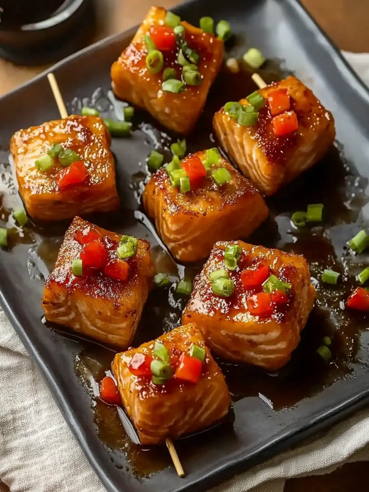 Juicy Bourbon Glazed Salmon Bites