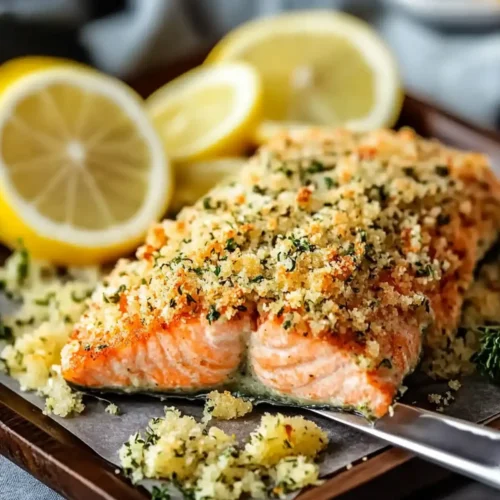 Baked Lemon Parmesan Herb Crusted Salmon
