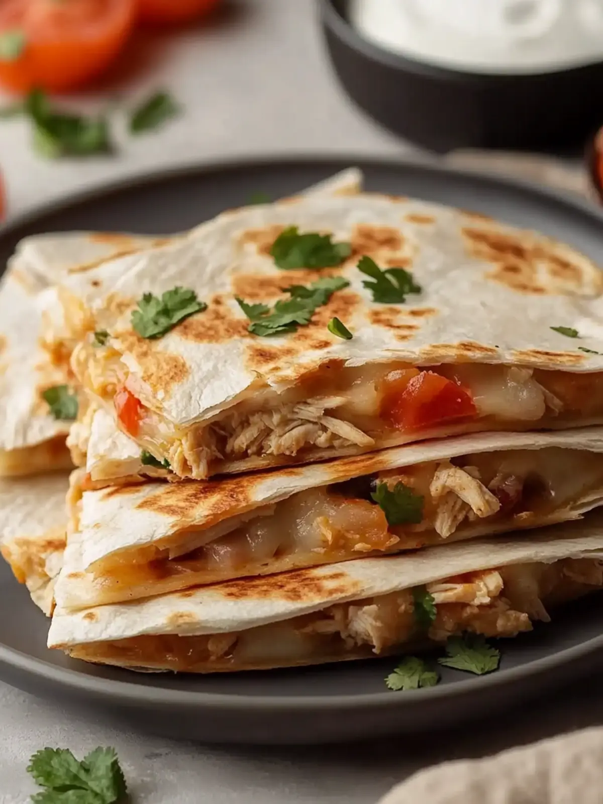 Mexican Crockpot Chicken Quesadillas