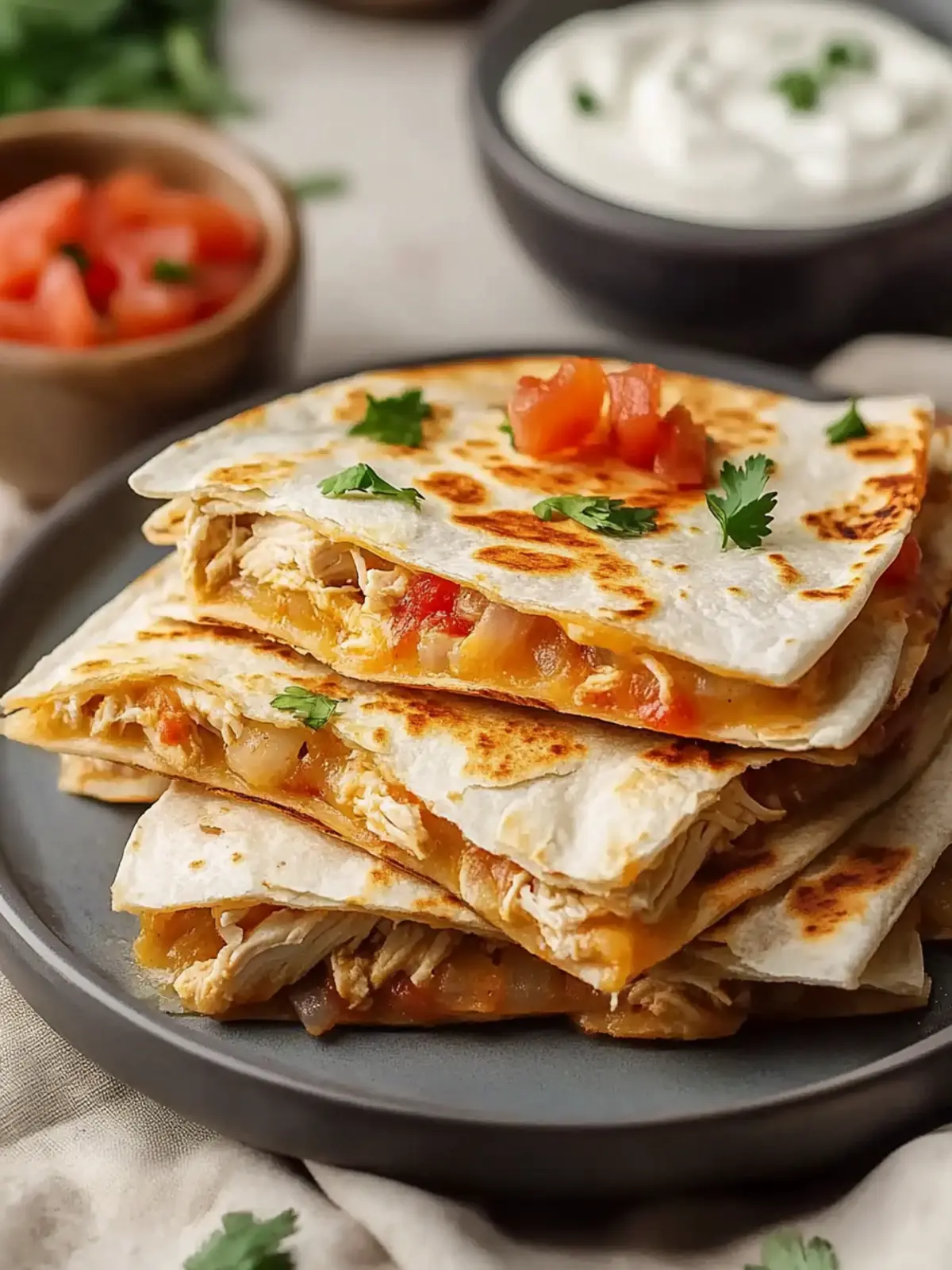 Mexican Crockpot Chicken Quesadillas