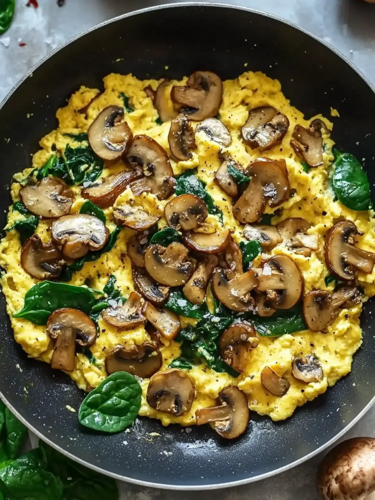 10-Minute Mushroom Spinach Scrambled Eggs