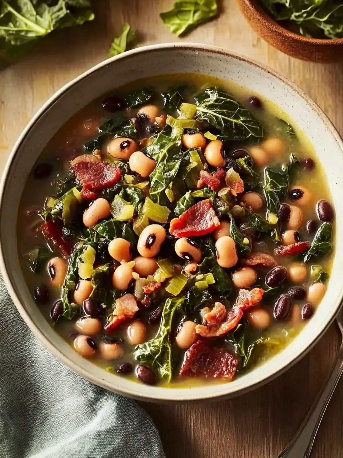 Bacon Black Eyed Peas and Collard Greens