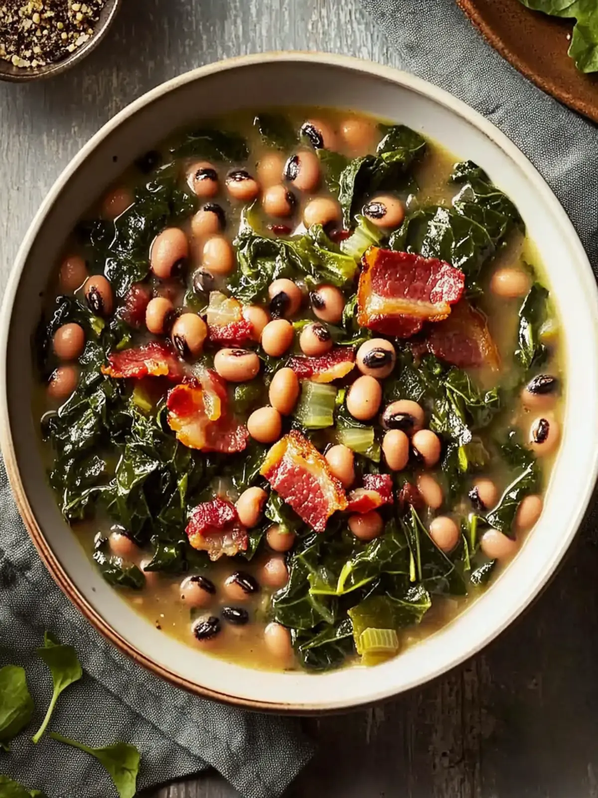 Bacon Black Eyed Peas and Collard Greens