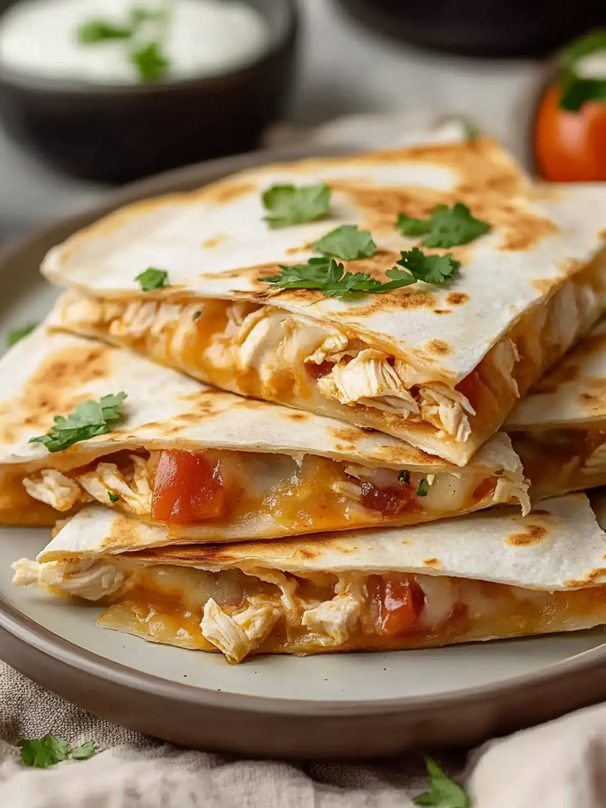 Mexican Crockpot Chicken Quesadillas