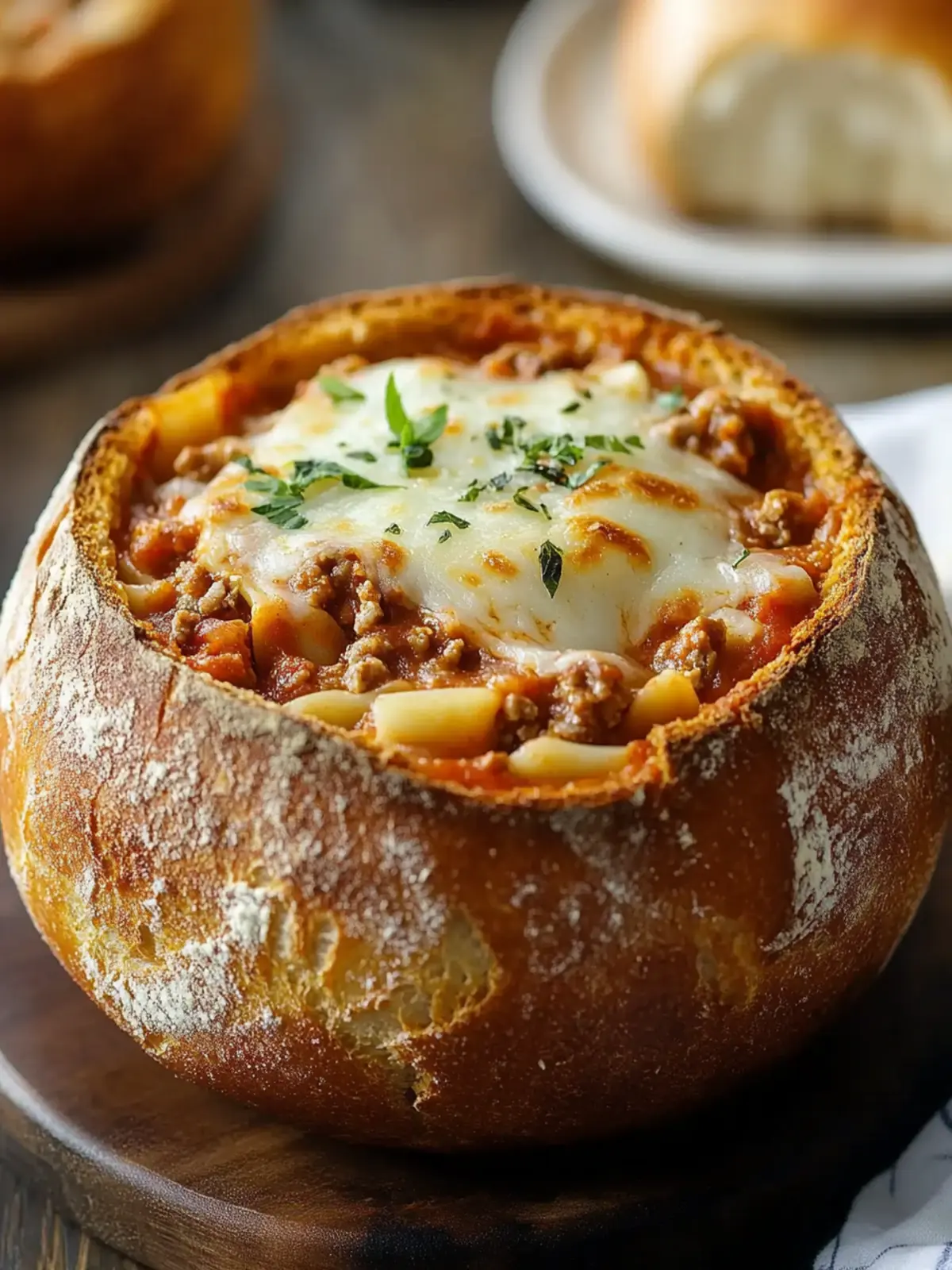 Comforting Lasagna Soup in a Bread Bowl