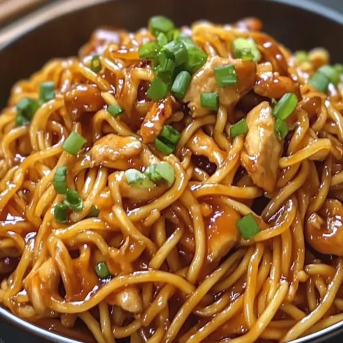 Sticky Garlic Chicken Noodles Recipe