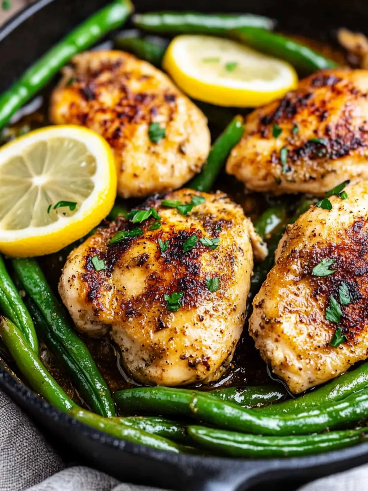 Lemon Garlic Chicken Skillet with Green Beans