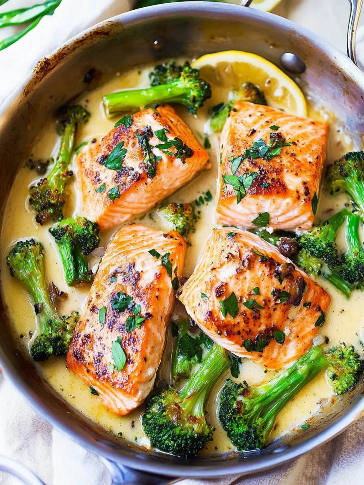 One‑Skillet Garlicky Salmon & Broccoli
