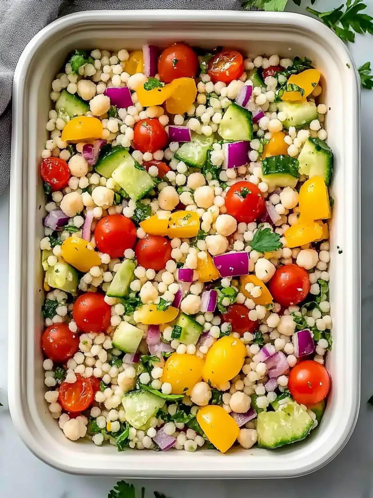 Vegetarian Mediterranean Couscous Salad Meal Prep