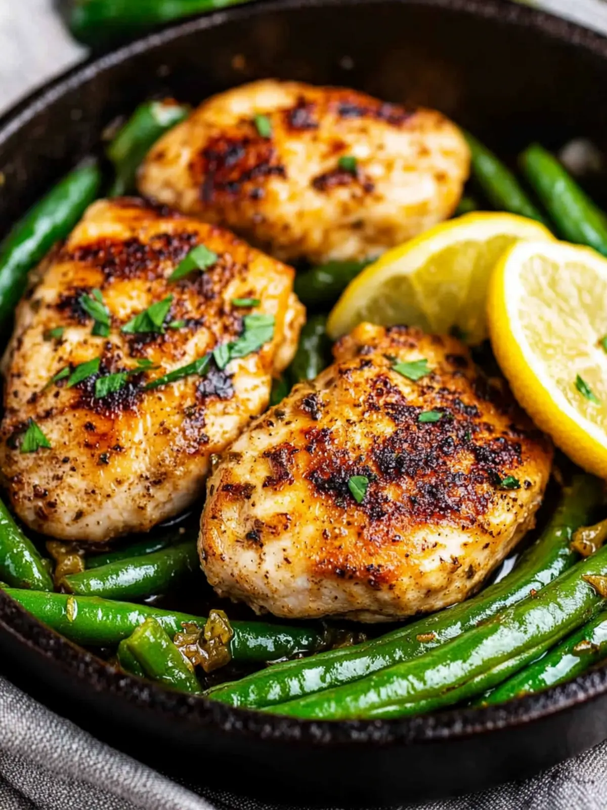 Lemon Garlic Chicken Skillet with Green Beans