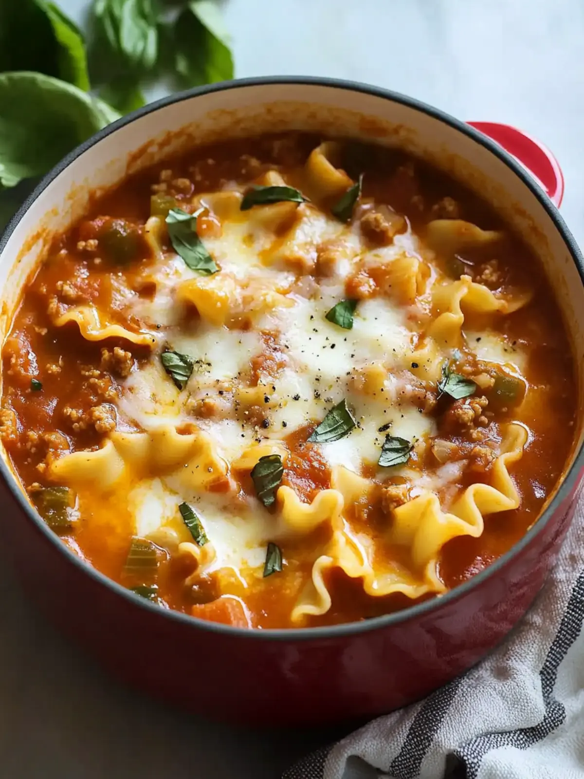 Simple Lasagna Soup No Ricotta