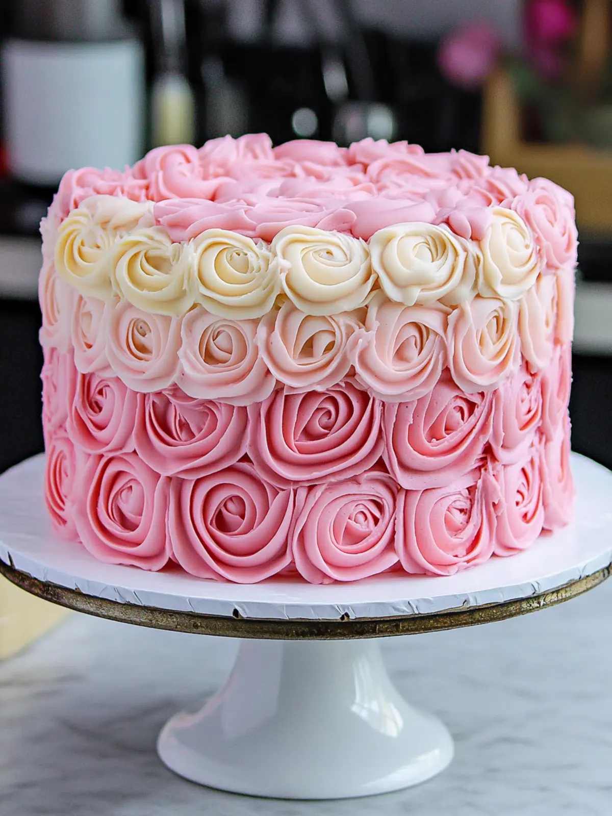 Ombre Pink Rose Cake